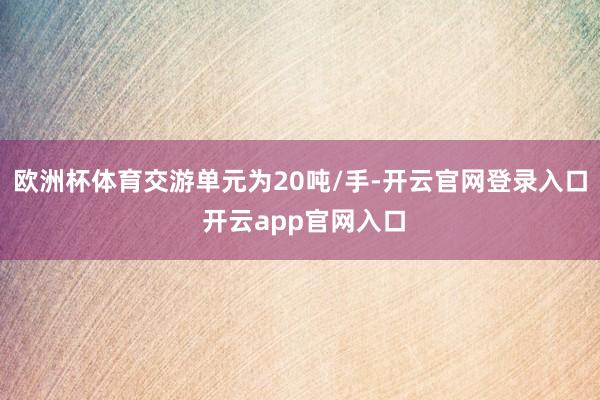 欧洲杯体育交游单元为20吨/手-开云官网登录入口 开云app官网入口